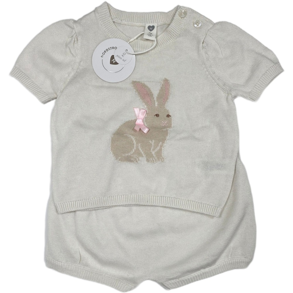 Nordstrom Baby Girls 9 months 2pc Cream Knit Bunny Sweater and Bloomers Set‎